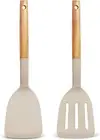 Set of 2 Silicone Spatula Turner for Nonstick Cookware, 600°F Heat Resistant Sol