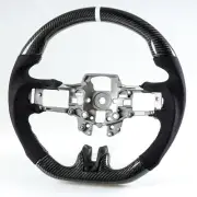 Carbon Fiber Suede Steering Wheel White Indicator For Ford Mustang 2015-2017 (for: Ford)