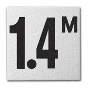 1.4M Ceramic Tile Deck Depth Marker, Abrasive 4 inch Font.