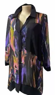 TS Taking Shape Virtu Plus Sz S 16 Stunning Shirt / Open Jacket Sheer NWT
