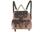 Guess Women's No-Limit Flap Backpack Faux Fur Bag Mocha Multi