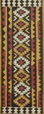 Traditional Tribal Geometric Wool Kilim Flat weave Runner Reversible Rug 3x10