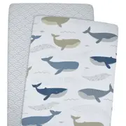 2PK Lolli Living Baby/Infant Bedside 92cm Cotton Bassinet Fitted Sheet Oceania