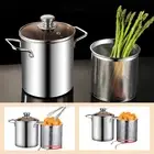 Deep Fryer Pot 304 Stainless Steel Fry Pot with Basket and Lid Food Grade SejGO