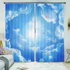 Pigeons Hover Blue Sky 3D Curtain Blockout Photo Printing Curtains Drape Fabric
