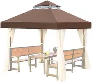 Gazebo Top,Replacement Gazebo Canopy Top - Hardtop Roof 10X10Ft Shade for Grill Patio Barbeque Outdoor Backyard Use