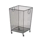 Metal Storage Basket Square Mesh Wire Rolling Laundry with Ring Handles, 17" ...