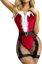 [Generic] Womens Sexy Lingerie Lingerie Set Two Underwear Lingerie Underwear Sleepwear Pajamas Garter Lingerie 2 Pack Fuzzy Trim Bow Decor Lingerie Set Lingerie for Women Plus Size with Garter