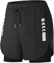 [UoQo] Men's Running Shorts with Liner 2in1 Quick Drying Sports Shorts Secure Coverage for Fitness Gym Training Swimmer Casual