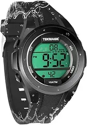 [ILAME] 10 ATM Waterproof Digital Sports Watch for Boys Swimming Diving 100m Underwater with Alarm Clock, Chronograph, Timer, Countdown, Dual Time Zone, 12 or 24 Hour Format
