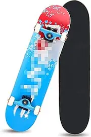Sports Adult Skateboard, (sea Broad Stone Blue Pattern) Four-Wheel Double Tilt 31-inch Seven-Layer Maple High-Grade Professional Street Skateboard Suitable for Young Adults