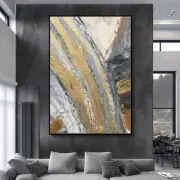 Mintura Handmade Gold Abstract Oil Painting On Canvas Wall Art Modern Home Decor