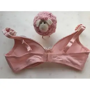 日本粉色條紋蕾絲無鋼圈哺乳衣內衣