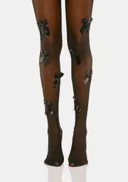 Dark Present Passion Bow Sheer Tights