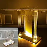 Acrylic Podium, Transparent Floor-Standing Pulpit, Pulpits for Churches, Portable Podium Stand with Casters, LED Plexiglass Speech Podium with Wide Reading Surface for Weddings, Office and C