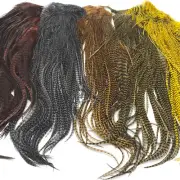 KEOUGH GRIZZLY HALF ROOSTER SADDLE - Hareline Dry Fly Tying Hackle Feathers NEW!