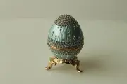 SWAROVSKI CRYSTAL TEAL BLUE CHANDELIER EGG JEWELRY BOX/TRINKET