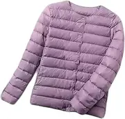 [Dressnu] Ladies down jacket round neck can be switched v-neck thin section lightweight