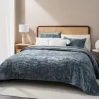 Luxury Velvet Quilt King Size, Ultra Soft Wave Crushed Velvet Bedding Set, Light