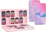 GLDRAM Game Card Case for Nintendo Switch/Switch Lite/OLED, 24 Slots Switch Game Case Storage with Soft Lining for Game Card or Micro SD Cards, Portable Game Cartridge Holder with Magnetic Closure(Fishtail)