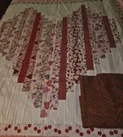 Unfinished Heart Shaped Patchwork Quilt Top 52" X 50" & Extra Fabric 3 Yards