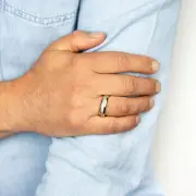 Textured Silver Stripe Gold Polished 6mm Tungsten Ring, T