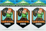 Survival Mode Alex Decal Minecraft Character Peel Stick Video Game Sticker, 3 Pk