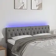 Bed Headboard LED, Beds Head Frame LED Headboard Dark Grey 144 cm Fabric