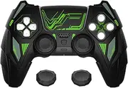 PlayVital Mecha Rhino Silicone Cover for ps5 Controller with Thumb Grips & Stickers, Anti-Slip Controller Grip Skin Accessories Compatible with ps5 Charging Station - Black & Green