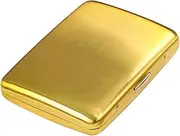 [ARKCHIU] Metal Cigarette Case Box 85mm King Size (16 Capacity) Sturdy Double Sided Spring Clip Open Pocket Holder Gold,One Size