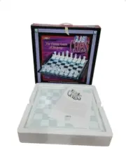 Fundex Games Clear And Frosted Etched Glass Chess Board Complete Set NEW