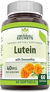 Herbal Secrets Lutein with Zeaxanthin 40 Mg 60 Softgel (Non-GMO) Zexanthine 1600 Mcg - Promotes Macular Health, Supports Visual Function, Heart Rate & Well-Being*