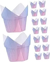 Zerodeko 50pcs Cupcake Tray Muffin Cases Muffin Liners Muffins Large Cupcake Liners Number Baking Dessert Baked Wedding Cupcake Decoration Holder Parchment Cups Serving Sweet Wrappers Paper