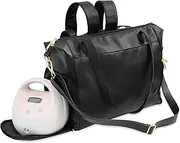 Incognitote Breast Pump Bag - Convertible Breast Pump Backpack - Vegan Leather Pumping Bags for Work w/Trolley Sleeve, Prep Mat - Breast Pump Travel Bag - Pumping Bag Compatible with Spectra, Black,