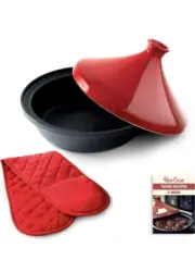 NEWUno Casa Tagine Pot 3.65-Quart Moroccan Tajine w/Enamel Cast Iron Base