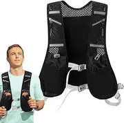 Running Hydration Vest with Water Bladder | Adjustable Breathable Reflective Strips, Water Bottle & Phone Holder Backpack for Men Women for Cycling Hiking, Black