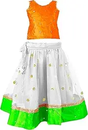 [HIBA CREATIONS] Republic day lehenga choli for baby girl green orange white
