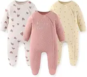 [JELYLOVE] Unisex Baby Boy Girl Footies Rompers Cotton Long Sleeve 3 Pack Infant Jumpsuits 0-12Months Babies' Outfits