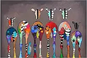 Banksy(Zebras Colourful) Famous Oil Paintings Reproduction Giclee Canvas Prints on Canvas Artwork Pictures on Canvas Wall Art for Home Office Decorations(65x97cm_26x39in,Unframed)