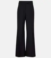 [McQueen] McQueen Wool and mohair wide-leg tuxedo pants AU 16 black