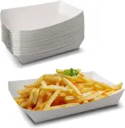 MT Products Paper Nacho Trays/Shallow White Paper Food Trays - Pack of 500