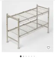 BRIGHTROOM EXPANDABLE 2-TIER SHELF. BRUSHED NICKEL. UNDER CABINET STORAGE