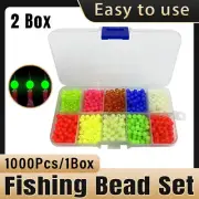 2Set 1000pcs/Box Plastic Fishing Round Beads Luminous Fishing Tackle Lures Tools