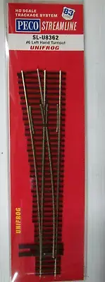 PECO SL-U8362 LEFT HAND #6 TURNOUT CODE 83 NICKEL SILVER RAIL - UNIFROG