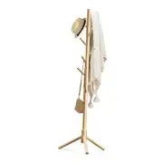 Wooden Coat Rack Stand with 8 Hooks New Zealand Pine 3 Adjustable Coat
