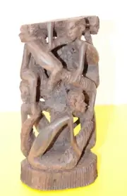 AFRICAN Family TREE of LIFE 7¾" tall Sculpture EBONY Wood CARVING ART #13