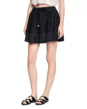 Sandro Short Dual Material Skirt