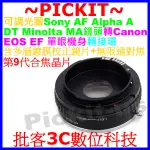 SONY A AF MINOLTA MA鏡頭轉CANON EOS EF機身9代電子晶片轉接環可編排記憶光圈合焦紅點嗶嗶聲