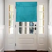 sourcing map Blackout Door Curtains, French Side Door Window Curtain for Privacy, Glass Patio Front Doors Sidelight Tie Up Shade, Lake Blue, 26" x 28", 1 Panel