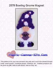 Bowling Gnome Magnet - Plastic Canvas Pattern or Kit